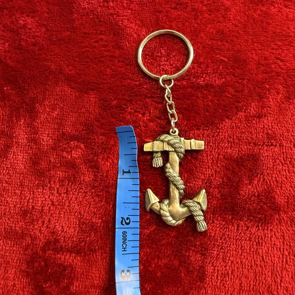 Silver Tone Nautical Anchor Rope‎ Keychain Maritime Boating Key Ring Charm
